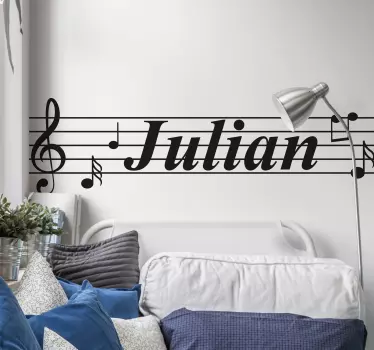 Muurstickers muzikaal Muzieknoten met naam - TenStickers