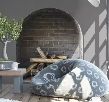 Muurstickers objecten Open haard moderne baksteen - TenStickers