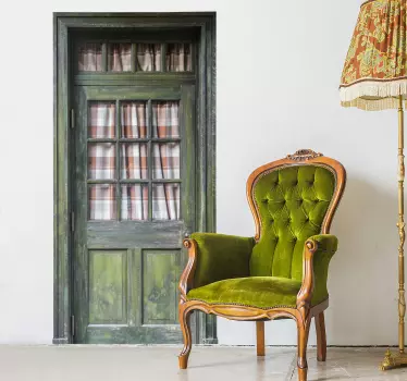 Muurstickers woonkamer Houtendeur - TenStickers