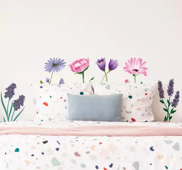 Bloemen muursticker getekende bloemen - TenStickers