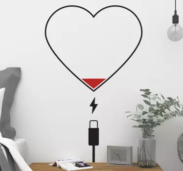 Muurstickers tienerkamer Hart oplader - TenStickers