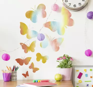Dieren muursticker kleur vlinders - TenStickers
