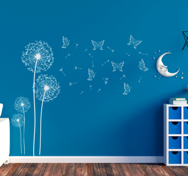 Kinderkamer muursticker paardebloem met vlinders - TenStickers