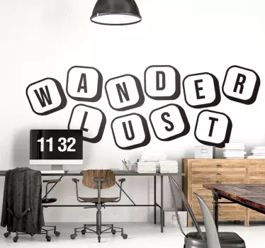 Tienerkamer muursticker Wanderlust scrabble - TenStickers