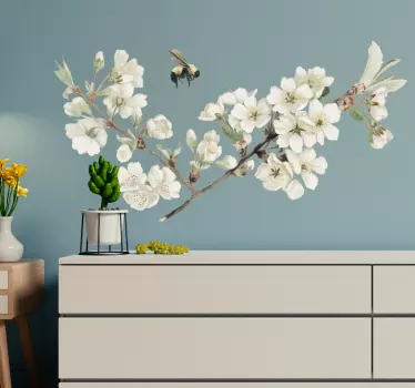 Bloemen muursticker witte lentebloem - TenStickers