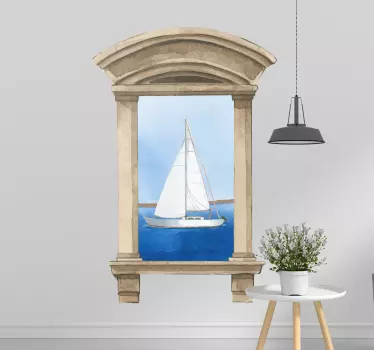 Muurstickers woonkamer zeilboot schilderij - TenStickers