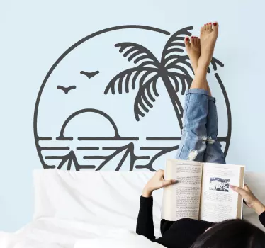 Muurstickers surfen Surf strand logo - TenStickers