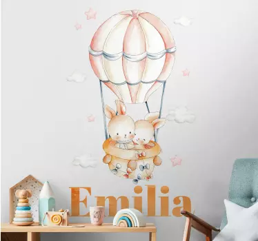 Muursticker tekeningen Pastel ballon met lieve dieren - TenStickers