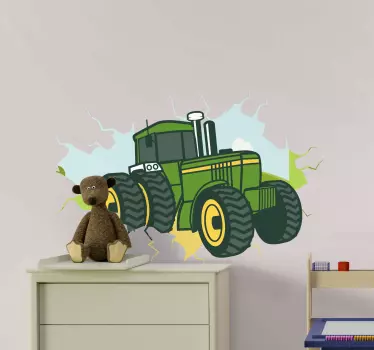 Muurstickers tekeningen Tractor 3d john deere - TenStickers