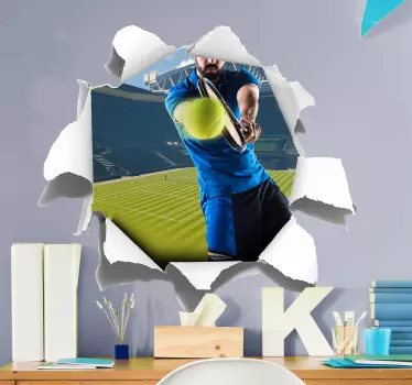 Muurstickers sport 3d tennisbaan - TenStickers