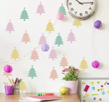 Feestdagen sticker kerstbomen - TenStickers
