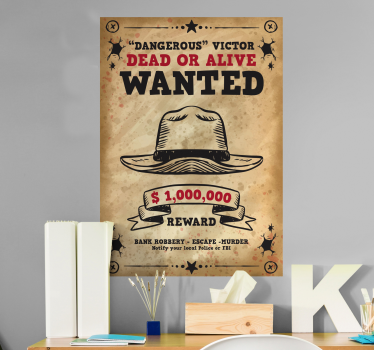 Muurstickers Wanted muursticker - TenStickers