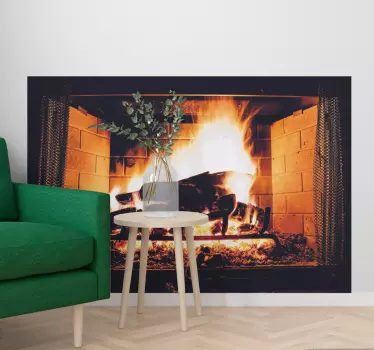 Muurstickers visuele effecten Elegante zwarte open haard - TenStickers