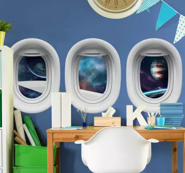 Muurstickers visuele effecten Optisch effect ruimteschipvenster - TenStickers