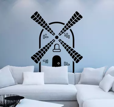 Muurdecoratie stickers zwarte windmolen - TenStickers