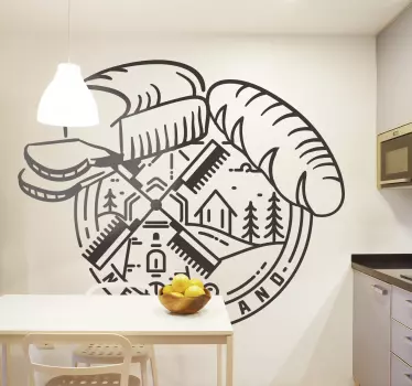 Muurzelfklevende sticker brood en molen - TenStickers
