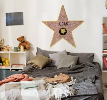 Muursticker kinderkamer Hollywood ster met naam - TenStickers