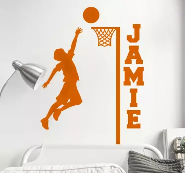 Netbal met naam basketbal zelfklevende sticker - TenStickers