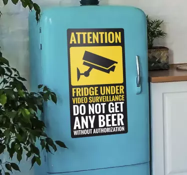 Onder videobewaking koelkast wrap - TenStickers