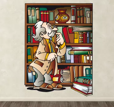 Opa´s boekenkast sticker - TenStickers