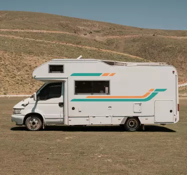 Camper sticker strepen oranje en blauw - TenStickers