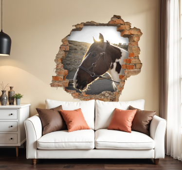 Paard door muur sticker met visuele effecten - TenStickers