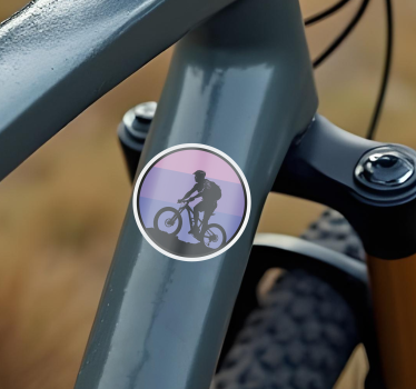 Paarse zonsondergang fiets sticker - TenStickers