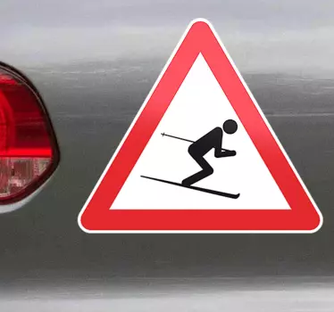 Pas op skiërs bord sticker - TenStickers