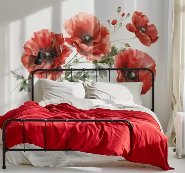 Pavot bloemen slaapkamer muursticker - TenStickers