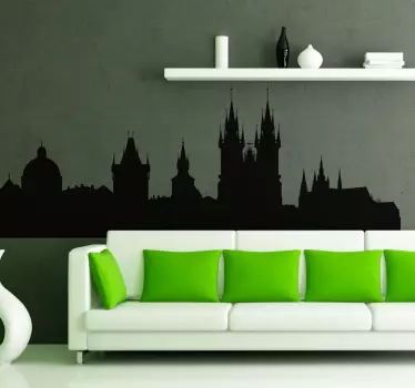 Prague Skyline Muursticker - TenStickers