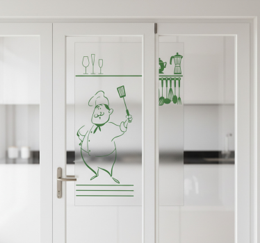 Raamsticker chef-kok keukenset - TenStickers
