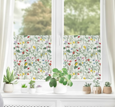 Raamsticker heldere vintage lentebloemen - TenStickers