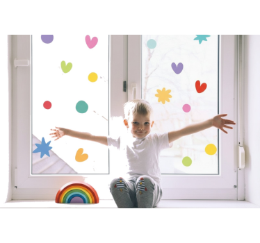 Raamsticker kleurrijke speelse set - TenStickers