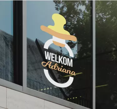 Raamsticker kinderkamer speen met naam welkom - TenStickers