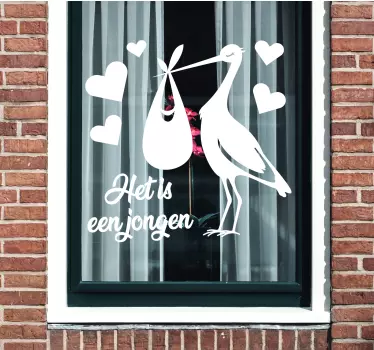 Raamsticker kinderkamer ooievaar het is een jongen. - TenStickers
