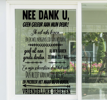 Raamstickers tekst Geen deur verkoop a.u.b. - TenStickers