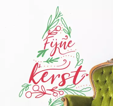 Kerststickers boom in groen en rood - TenStickers