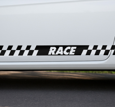 Race geblokte zijstreep autosticker - TenStickers