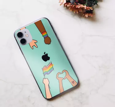Regenboog handen iPhone sticker - TenStickers