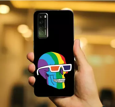Regenboog schedel huawei sticker - TenStickers