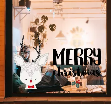 Kerst sticker rendier feestgroet - TenStickers