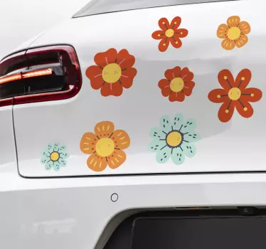 Retro-bloemen auto sticker - TenStickers