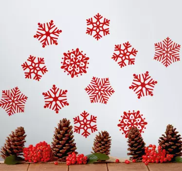 Kerst sticker rood sneeuwvlokkenpatroon - TenStickers