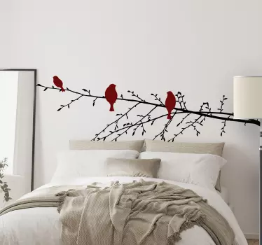 Rode vogels op tak Vogel muursticker boom - TenStickers