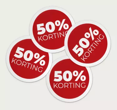 Ronde korting stickers in rood - TenStickers