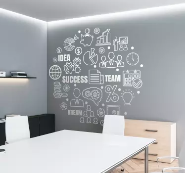 Ronde muursticker met bedrijfs iconen - TenStickers