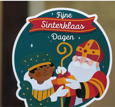 Ronde raamsticker feest sinterklaas sticker - TenStickers