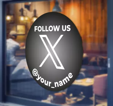 Ronde zwarte sticker aanpasbaar twitter naam - TenStickers