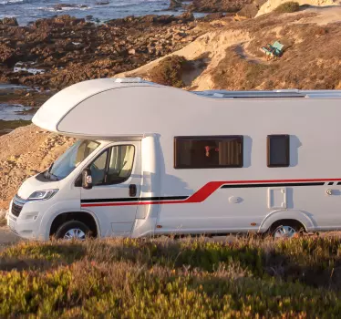 Camper sticker strepen rood en zwart - TenStickers