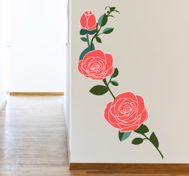 Bloemen muursticker woonkamer roze rozen - TenStickers